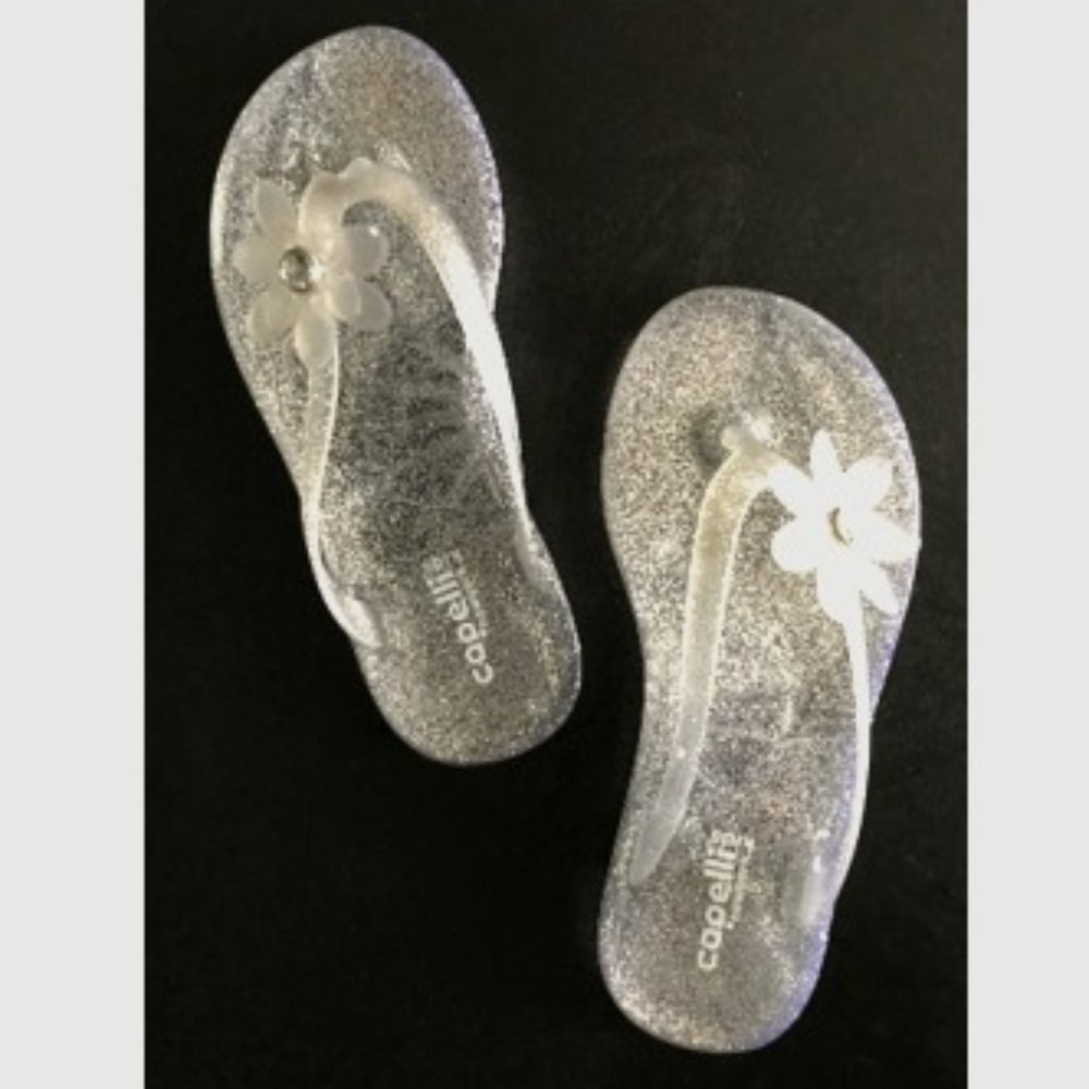 Capelli of New York Kids, Toddler (Age 4-6) Size 12 Clear Glitter Flip Flops
